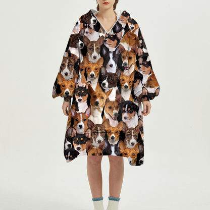 Warm Winter With Basenjis - Fleece Blanket Hoodie