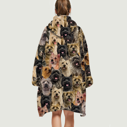 Warm Winter With Cairn Terriers - Fleece Blanket Hoodie