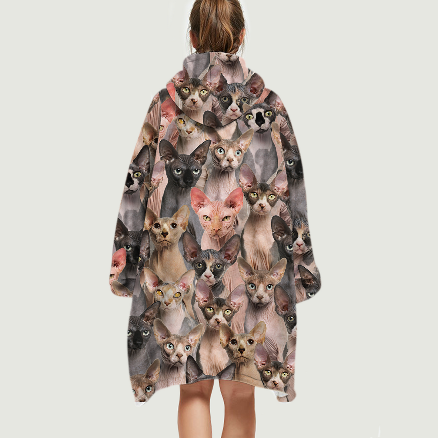 Warm Winter With Sphynx Cats - Fleece Blanket Hoodie