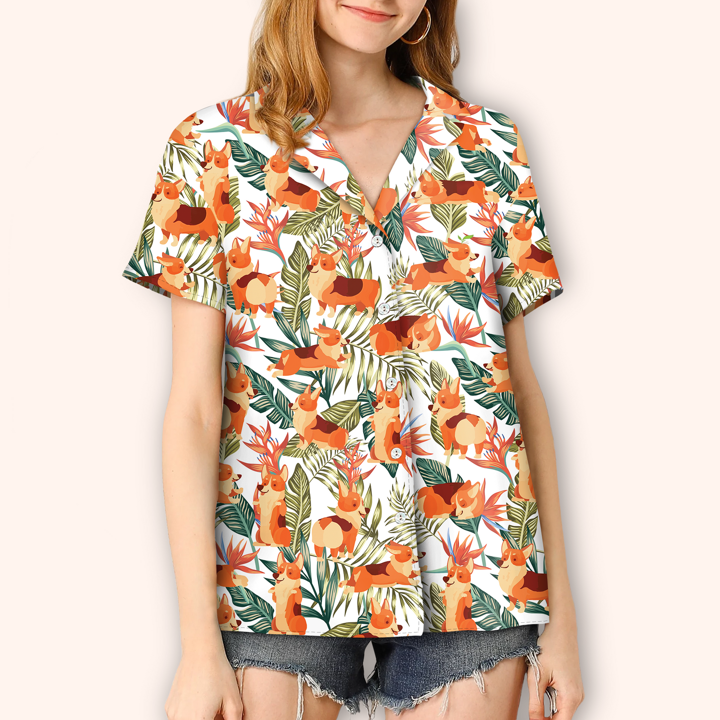 Welsh Corgi - Chemise hawaïenne V3