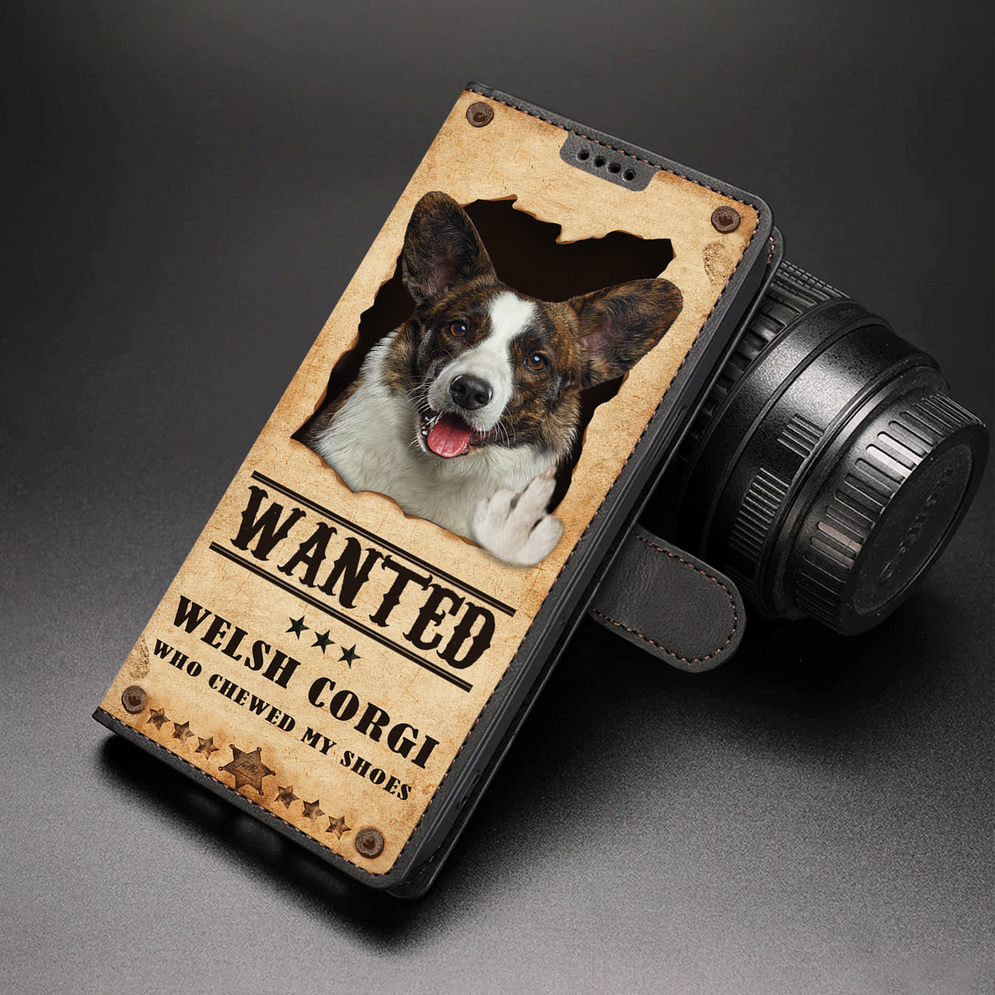 Welsh Corgi Wanted - Étui portefeuille amusant pour téléphone V1