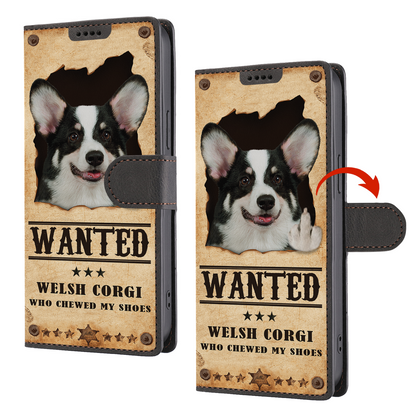Welsh Corgi Wanted - Étui portefeuille amusant pour téléphone V2