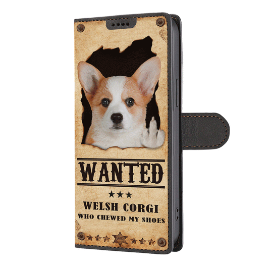 Welsh Corgi Wanted - Étui portefeuille amusant pour téléphone V3
