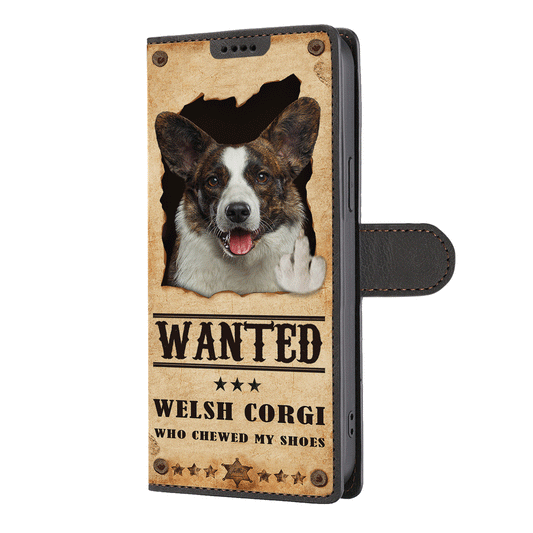 Welsh Corgi Wanted - Lustige Handyhülle mit Geldbörse V1