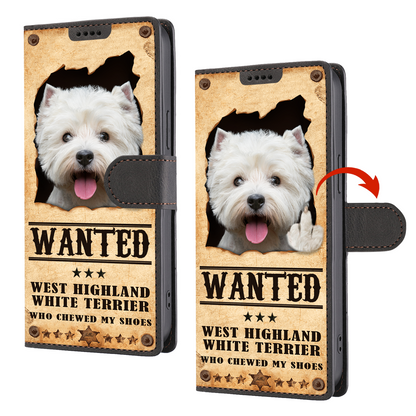 West Highland White Terrier Wanted - Étui portefeuille amusant pour téléphone V1