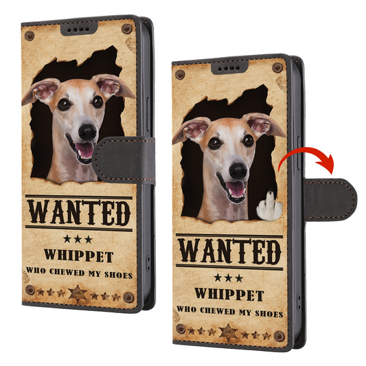 Whippet Wanted - Lustige Handyhülle mit Geldbörse V1