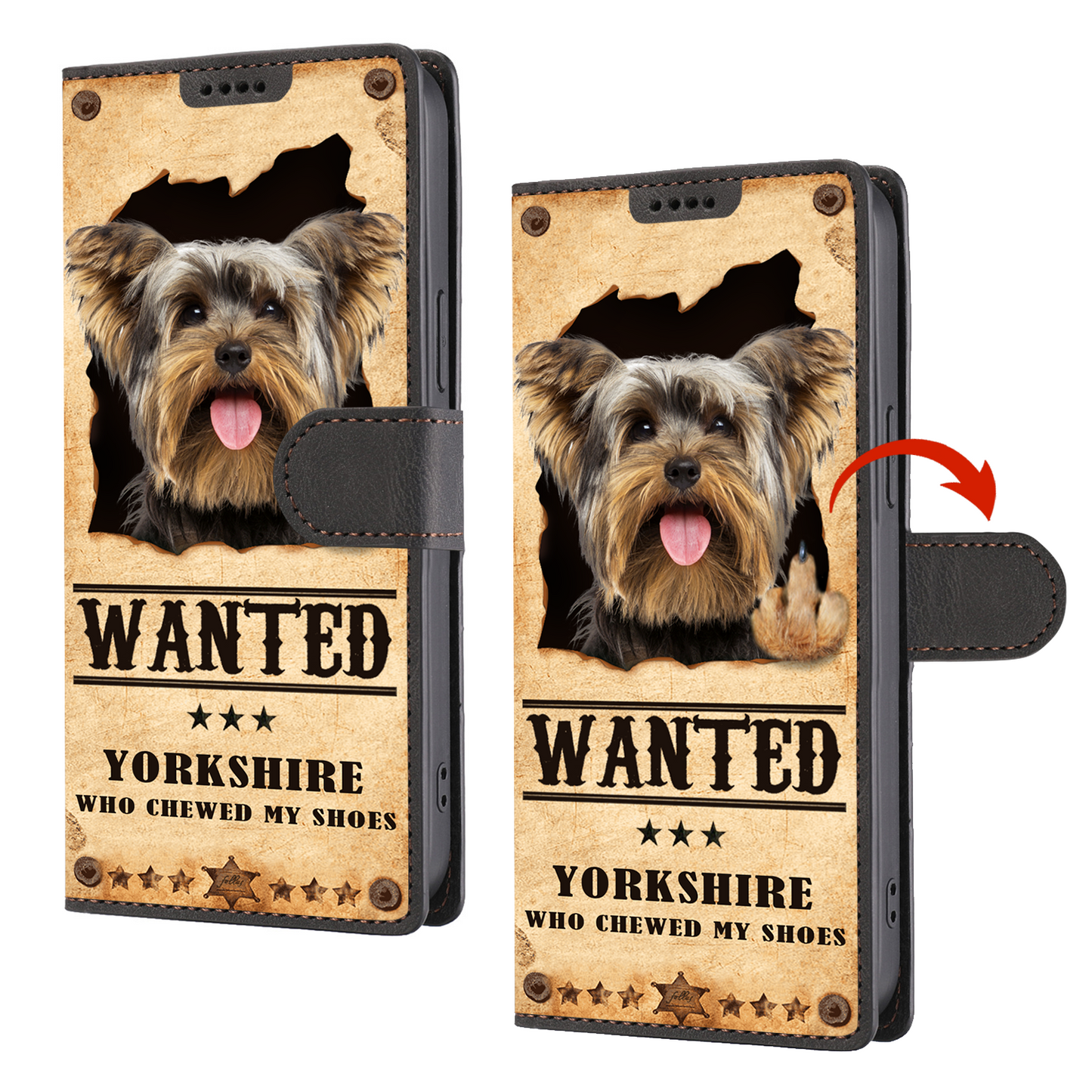 Yorkshire Terrier Wanted - Lustige Handyhülle mit Geldbörse V1