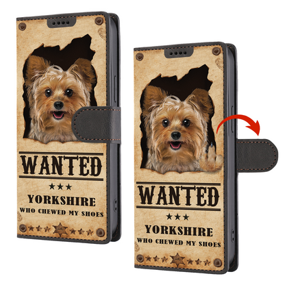 Yorkshire Terrier Wanted - Étui portefeuille amusant pour téléphone V2