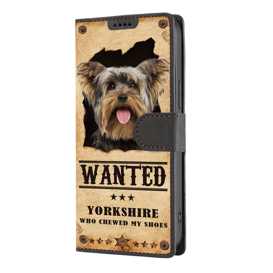 Yorkshire Terrier Wanted - Étui portefeuille amusant pour téléphone V1