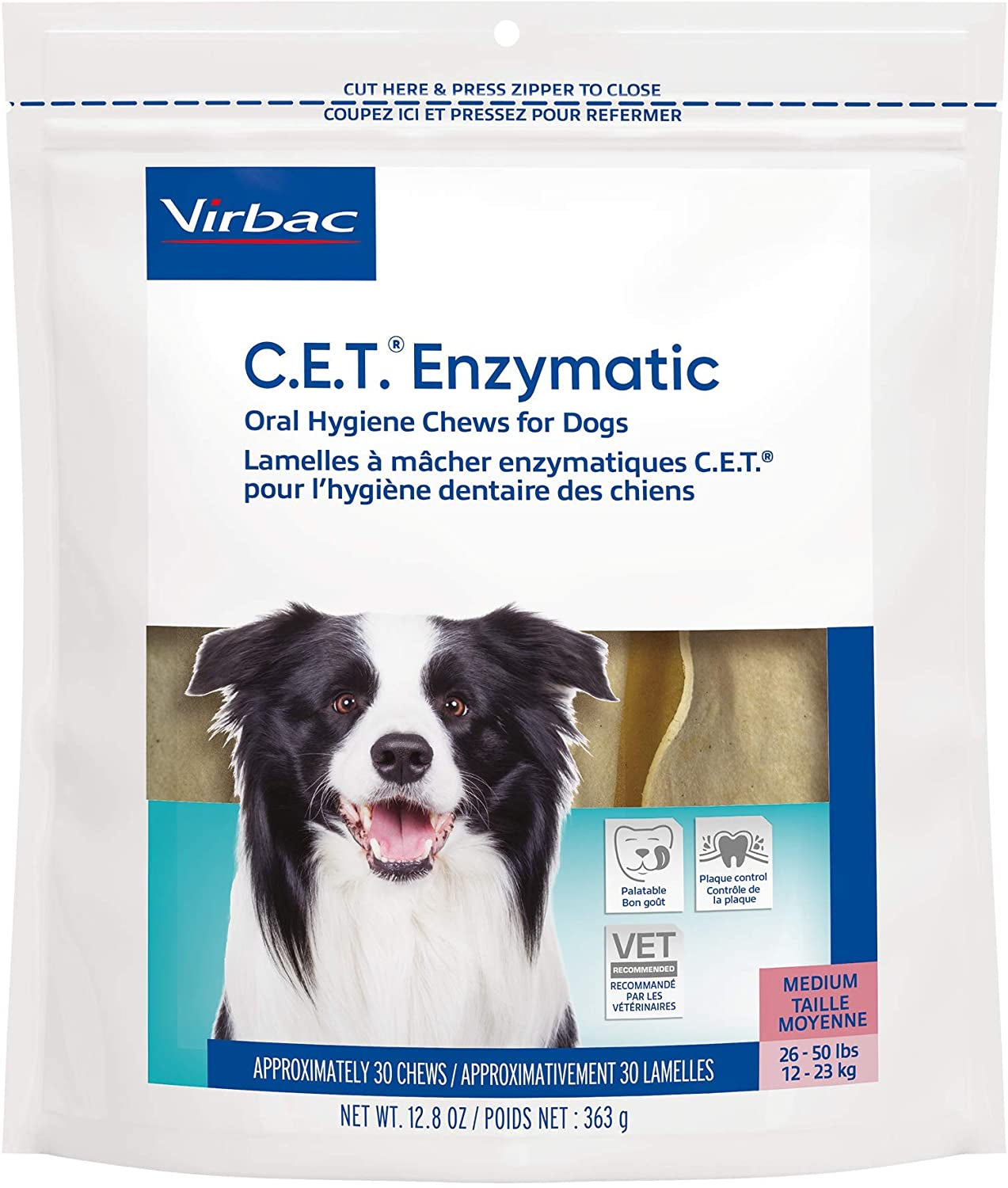 Virbac C.E.T. Enzymatic Oral Hygiene Chews for Dogs, Beef