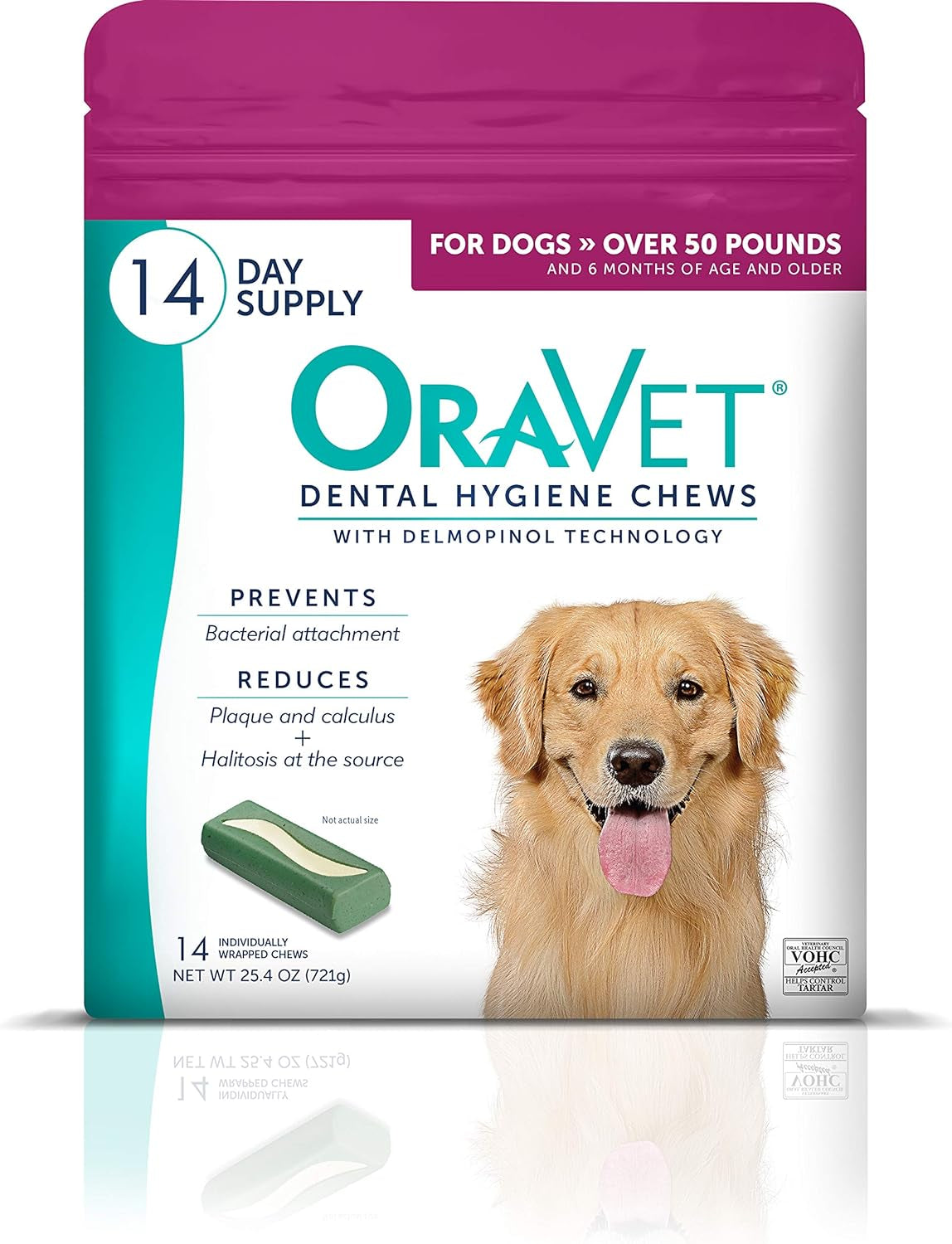 ORAVET Dental Chews for Dogs, Oral Care and Hygiene Chews (Large Dogs, over 50 Lbs.) Pink Pouch