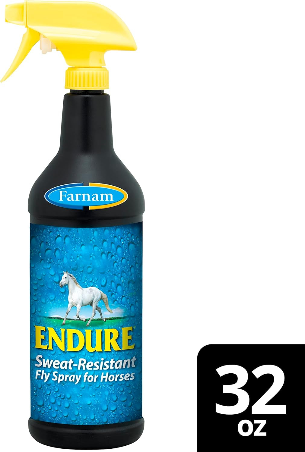 Farnam Endure Sweat-Resistant Horse Fly Spray, Kills, Repels, Protects, Quart Spray