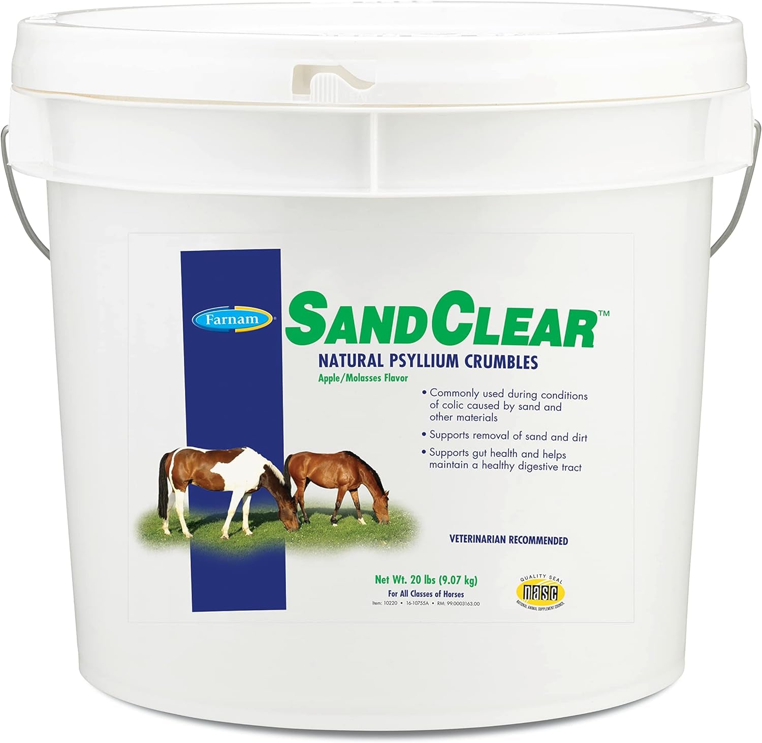 Sand Clear for Horses Natural Psyllium Crumbles, Veterinarian Recommended to Support the Removal of Sand & Dirt from the Ventral Colon, 3 Lbs., 9 Scoops