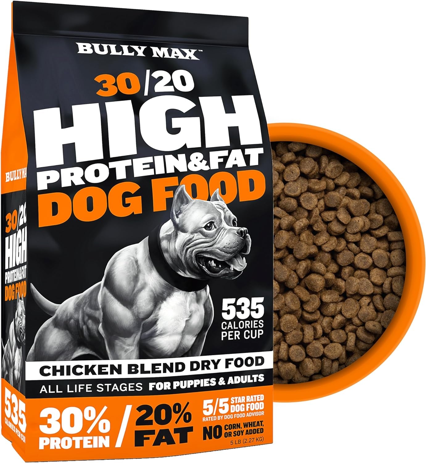 Bully Max High Performance Premium Dry Dog Food for All Ages - High Protein Natural Puppy Food for Small & Large Breed Puppies & Adult Dogs