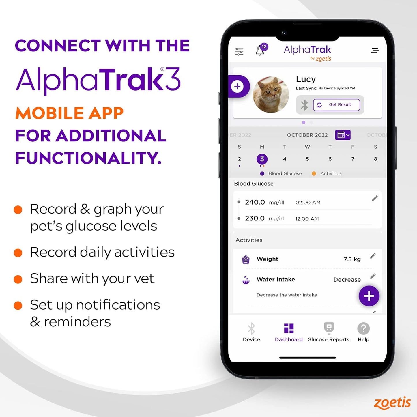 Alphatrak 3, 8 Piece Pet Blood Glucose Monitoring Kit for Diabetic Cats, Dogs, and Horses All-In-One Solution for In-Clinic or at Home, with Digital Results