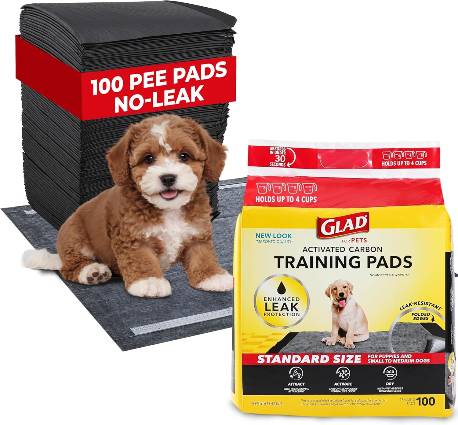 for Pets Black Charcoal Puppy Pads - Super Absorbent Disposable Dog Pee Pads, Potty Training Pads, and Pet Supplies - Dog Pee Pads for Crate Training and Indoor Use 23" X 23" - 100 Count