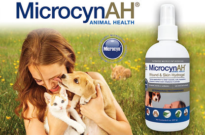 Microcynah Wound and Skin Care Hydrogel for Dogs | Non-Toxic Spray Formulated to Clean Wounds | Veterinarian Recommeneded Non-Toxic Formula | 8Oz