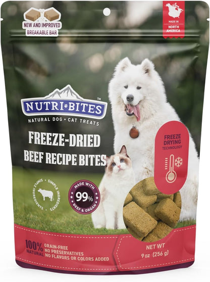 Nutri Bites Freeze Dried Dog & Cat Treats, Healthy Pet Training Treats or Food Topper, All Natural, Single Ingredient, High Protein, Premium Bulk Value Pack