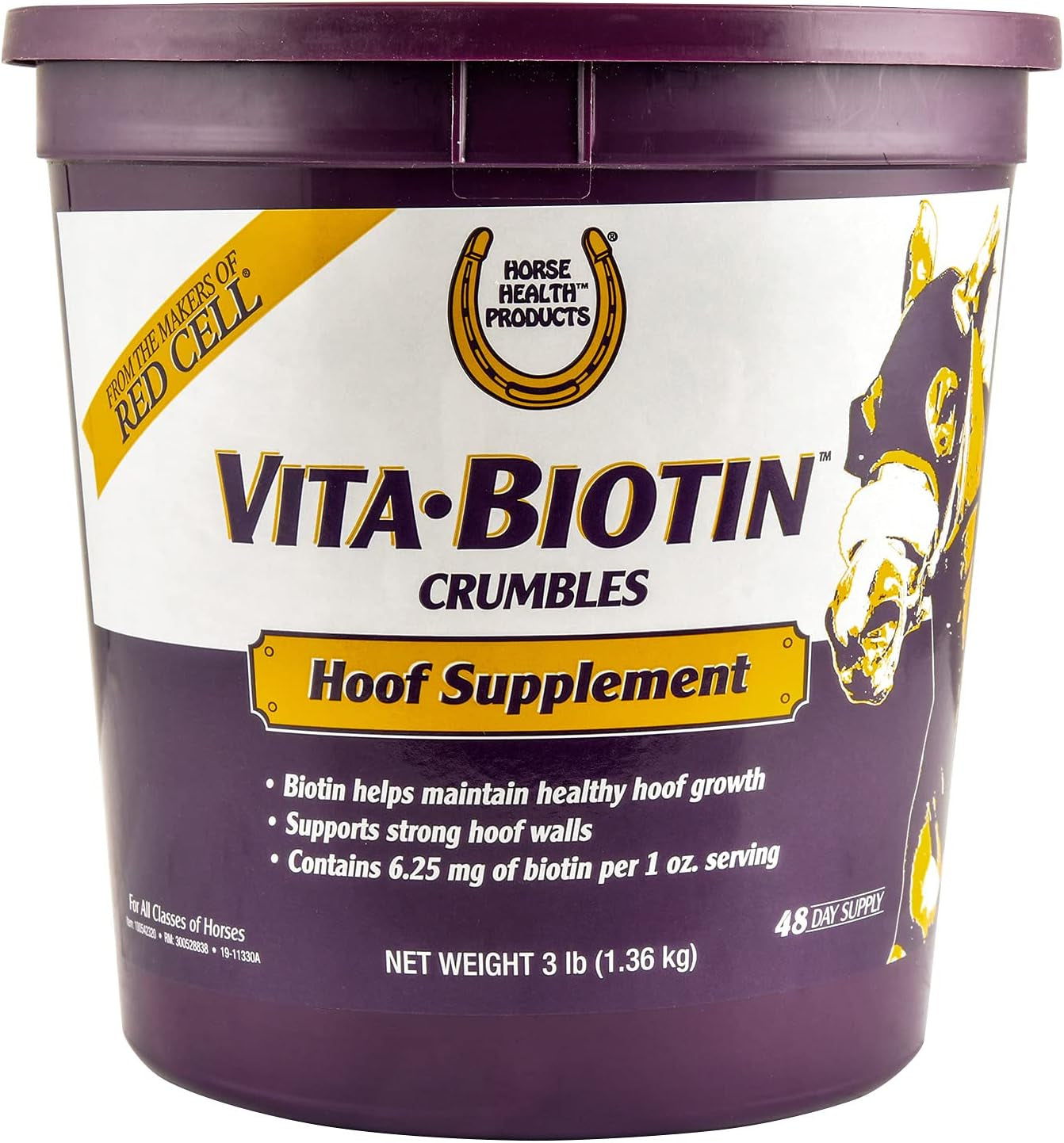 Vita Biotin Crumbles Horse Hoof Supplement, Helps Maintain Healthy, Sound Hooves and Strong Hoof Walls, 48 Day Supply