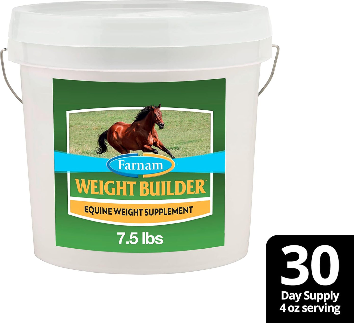 Farnam Weight Builder Horse Weight Supplement, Helps Maintain Optimal Weight and Body Condition with No Sugar Added, 7.5 Pounds, 30 Day Supply