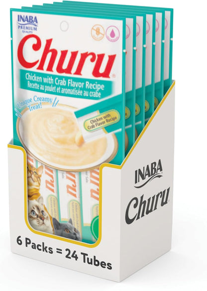 Churu Cat Treats, Grain-Free, Lickable, Squeezable Creamy Purée Cat Treat/Topper with Vitamin E & Taurine, 0.5 Ounces Each Tube, 50 Tubes, Tuna & Chicken Variety