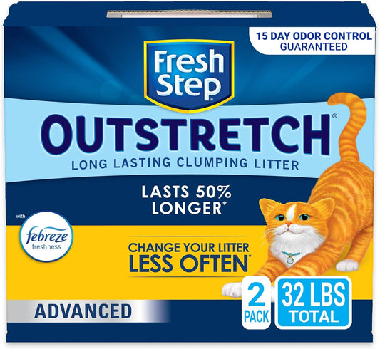 Fresh Step Outstretch Advanced Long Lasting Clumping Litter, Activated Charcoal Litter Lasts 50% Longer