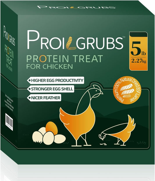PROILGRUBS All Natural Dried Black Soldier Fly Larvae Treats- Non-Gmo-Dried Grubs for Chickens - High Protein Meal Worms for Chickens, Hens, Birds