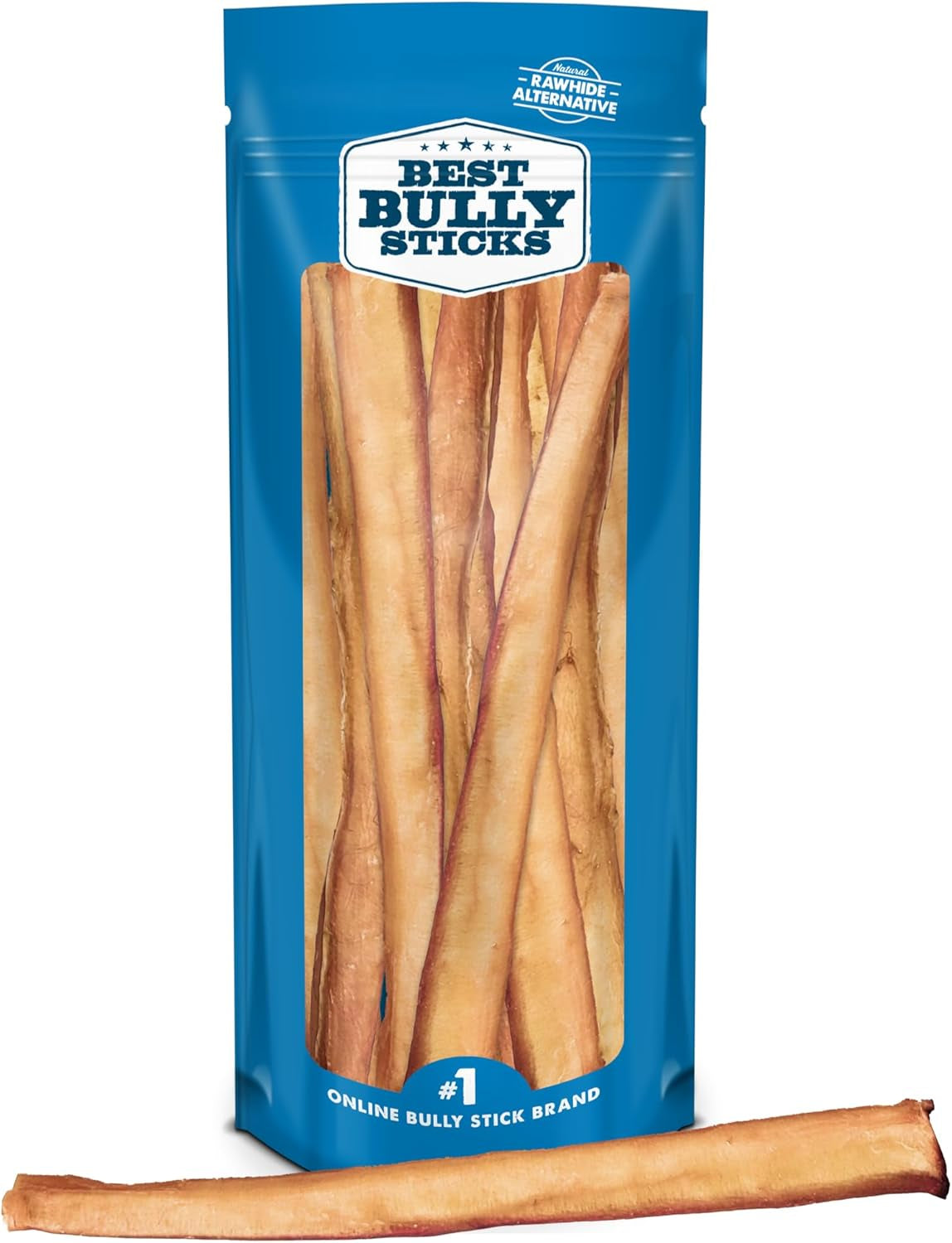 Best Bully Sticks All Natural Thick Bully Sticks for Large Dogs - 100% Free-Range Grass-Fed Beef - Single-Ingredient Grain & Rawhide Free Dog Chews