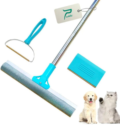 Pet Hair Removal Tool Set V2, Retractable Carpet Rake for Dogs & Cats Hair, Pet Hair Remover Set with Innovative Dual-Use Edge Design, Reusable Carpet Brush for Cat Towers, Pet Beds