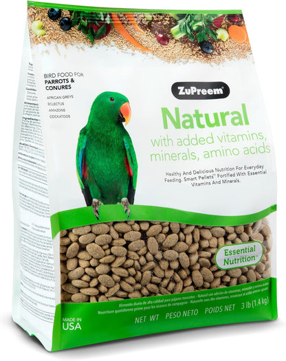 Zupreem Bird Pellets, Daily Bird Food for Parrot, Core Nutrition for Birds