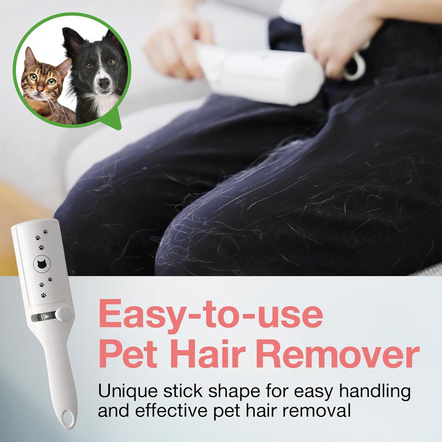 Necoichi Purrfection Neat & Easy Cat Hair Pet Hair Remover, Textured Microfibers Trap Fur & Lint Fast