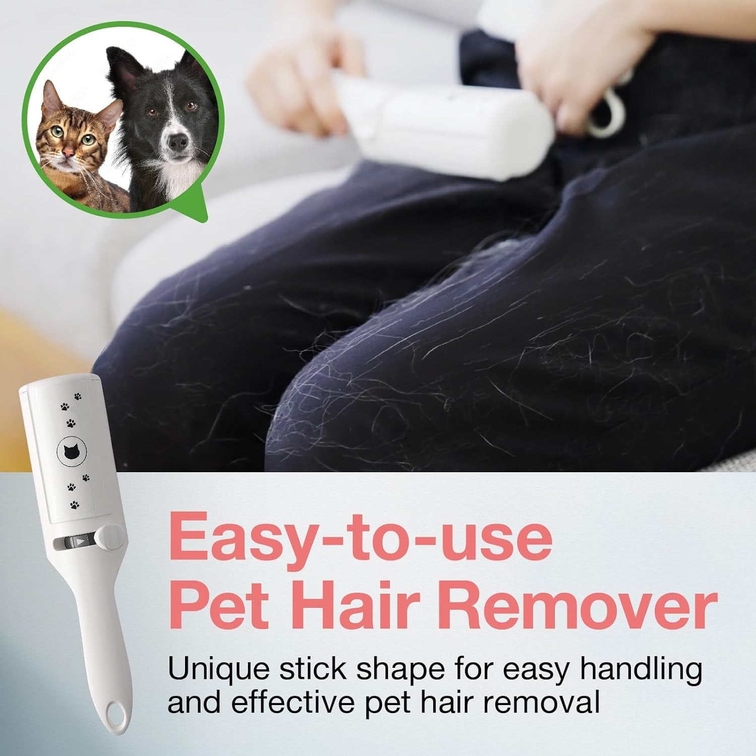 Necoichi Purrfection Neat & Easy Cat Hair Pet Hair Remover, Textured Microfibers Trap Fur & Lint Fast