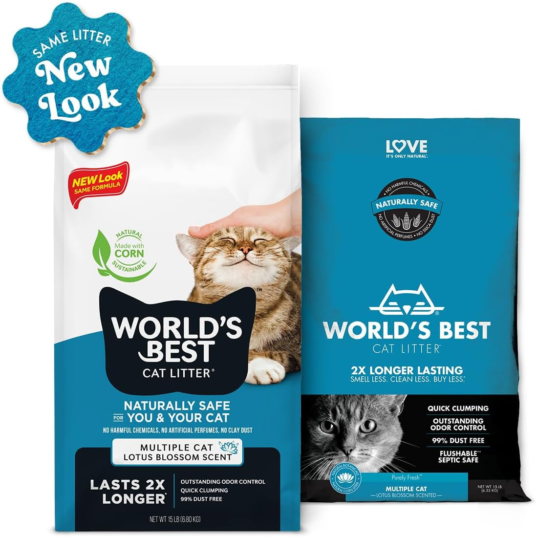 WORLD'S BEST CAT LITTER Multiple Cat Lotus Blossom Scented - Natural Ingredients, Quick Clumping, Flushable, 99% Dust Free & Made in USA - Floral Fragrance & Long-Lasting Odor Control