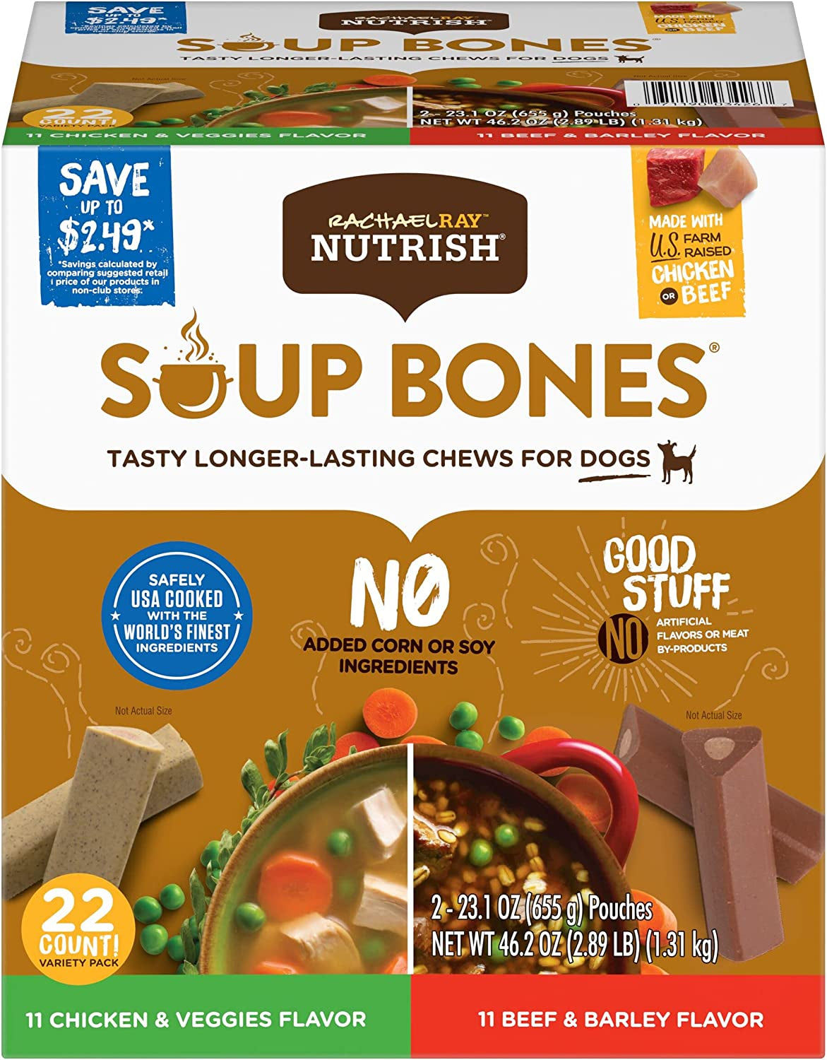 Nutrish Rachael Ray Soup Bones Long Lasting Dog Chews Variety Pack