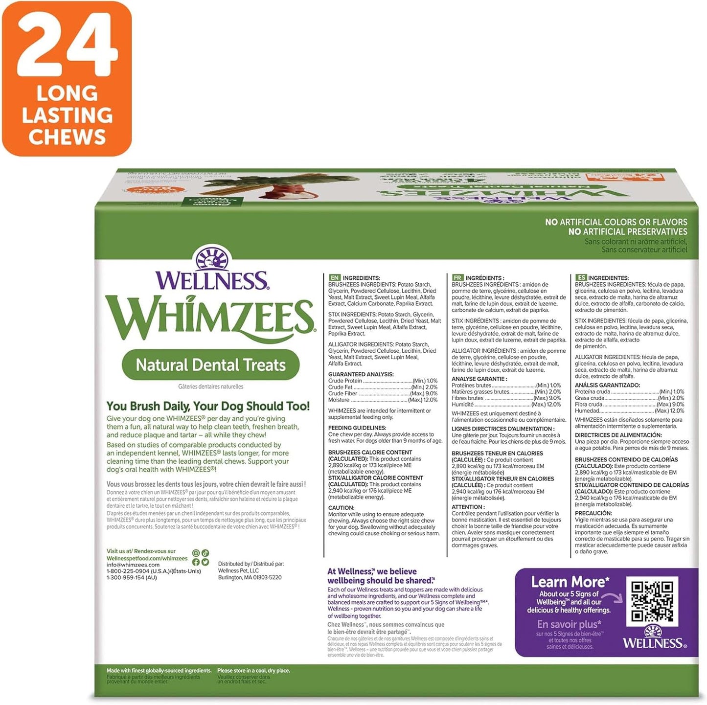 WHIMZEES by Wellness Long Lasting Dog Chews Value Box: All Natural Grain Free Treats to Help Clean Teeth & Reduce Plaque & Tartar - for Dogs 40-60 Lbs