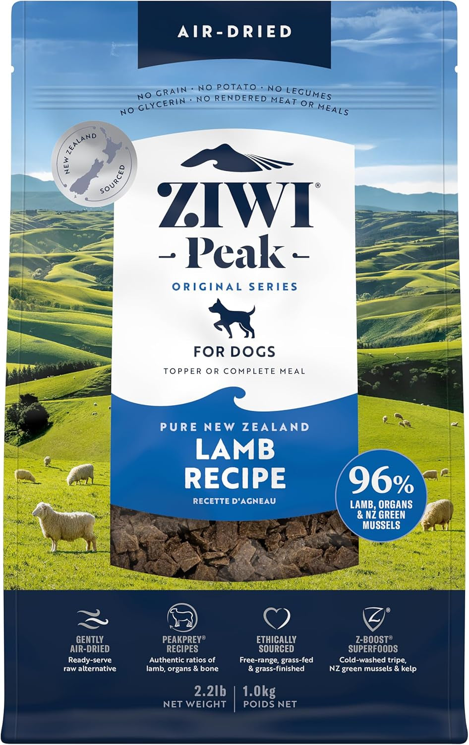 ZIWI Peak Air-Dried Dog Food - All Natural, High Protein, Grain Free, Limited Ingredient with Superfoods