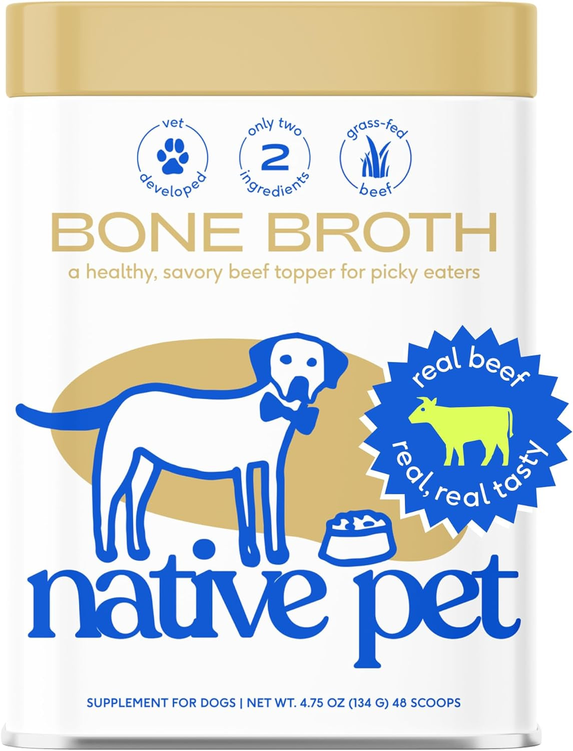 Native Pet Bone Broth for Dogs & Cats - Dog Bone Broth Powder, a Dog Food Topper for Picky Eaters - Cat Broth & Dog Broth - Dog Gravy Topper for Dry Food - Chicken Broth for Dogs & Cats