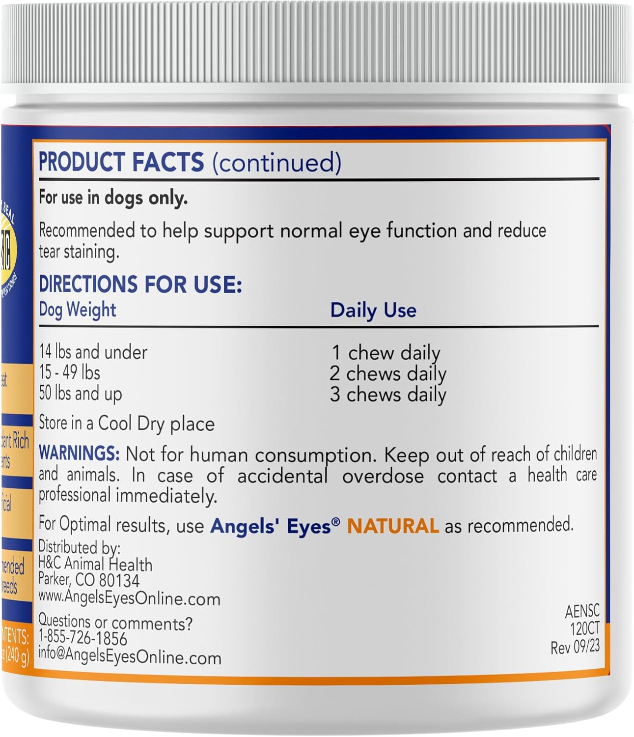 Angels’ Eyes Natural Tear Stain Prevention Soft Chews for Dogs, Chicken Flavor, for All Breeds, No Wheat No Corn, Daily Supplement, Proprietary Formula