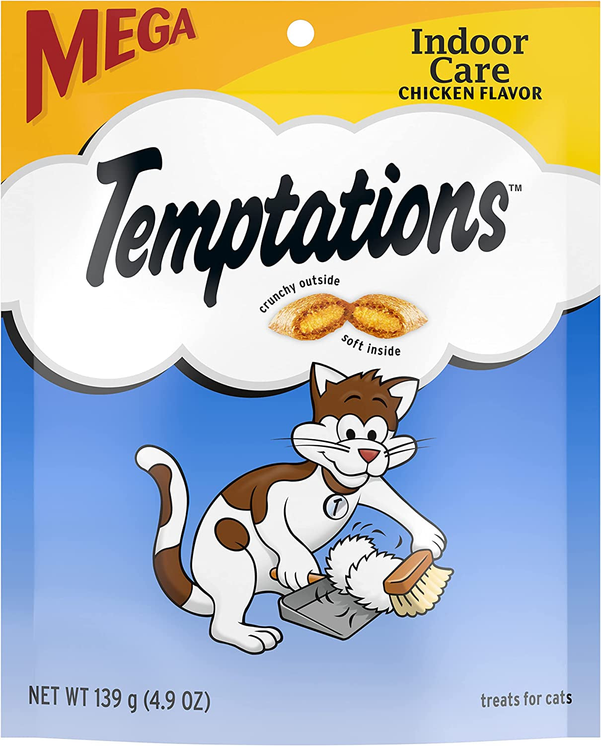 Temptations Indoor Care Crunchy and Soft Cat Treats Chicken Flavor