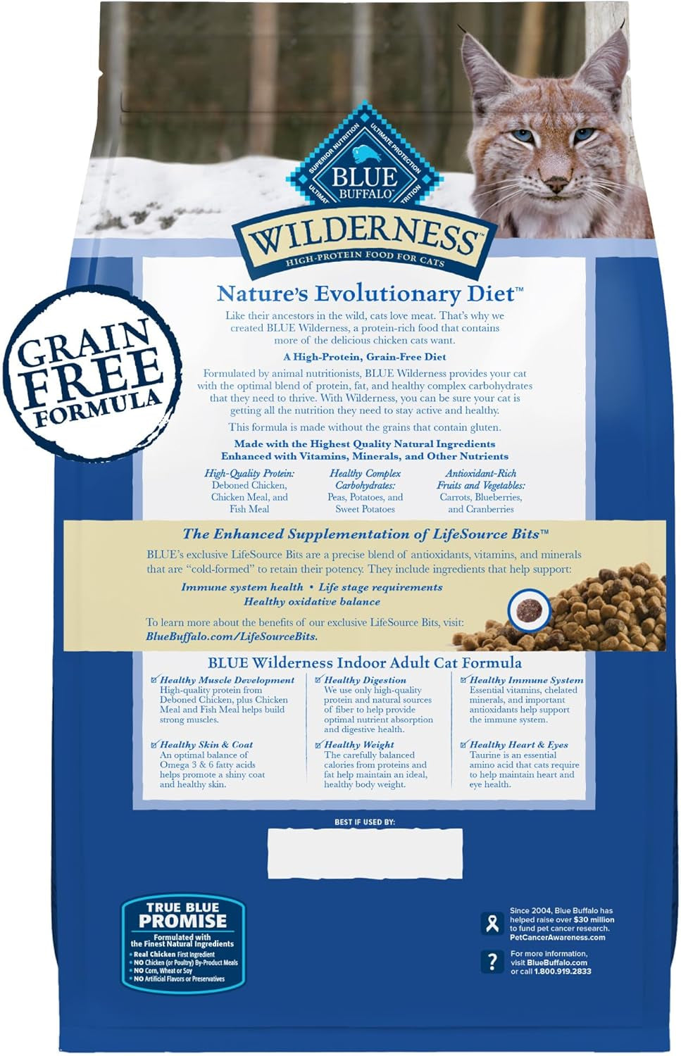 Blue Buffalo Wilderness Natural Adult Dry Cat Food Indoor Cats, High-Protein & Grain-Free, Chicken