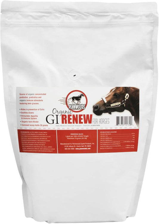 GI Renew, Probiotics for Equine, Immune and Appetite Stimulation, Prebiotics, Digestive Enzymes, Horse Supplement Providing Ulcer Relief and Organic Toxin Binder