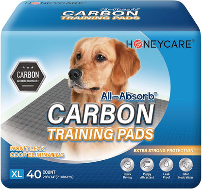 HONEY CARE All-Absorb Puppy Training Pads | Doggie Potty Pads Absorb Eliminating Urine Odor, Ultra Charcoal Dog Pee Pad