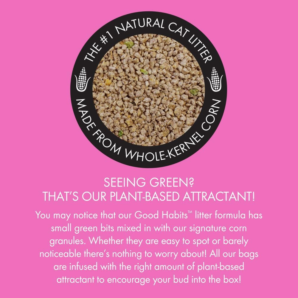 WORLD'S BEST CAT LITTER Good Habits Cat Attract Litter | Natural Plant-Based Attractant | Multicat Flushable Corn Litter | Unscented Odor Control | Low Tracking & Lightweight | Made in USA