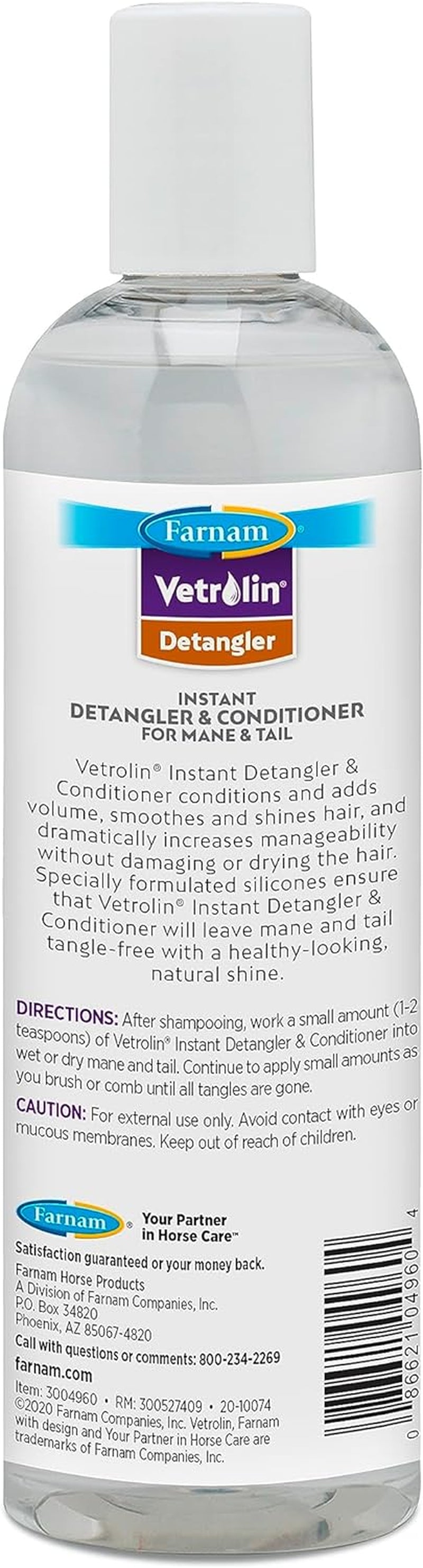 Vetrolin Concentrated Instant Horse Detangler and Conditioner for Mane and Tail, Use on Horses or Dogs, Removes Tangles and Adds Volume, 12 Oz.