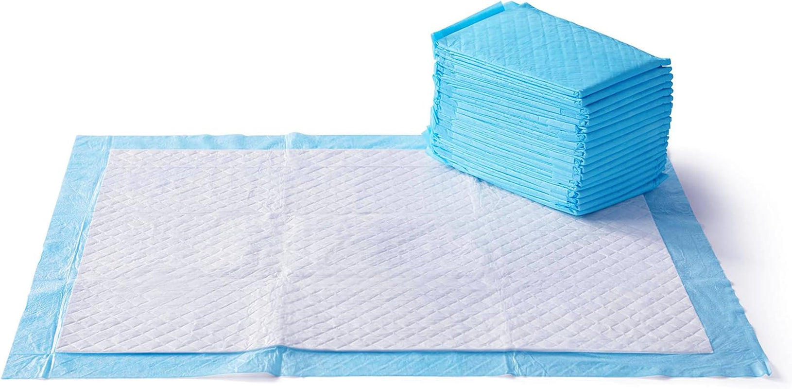 Dog and Puppy Pee Pads with 5-Layer Leak-Proof Design and Quick-Dry Surface for Potty Training, Standard Absorbency, Regular Size, 22 X 22 Inch - Pack of 50, Blue & White