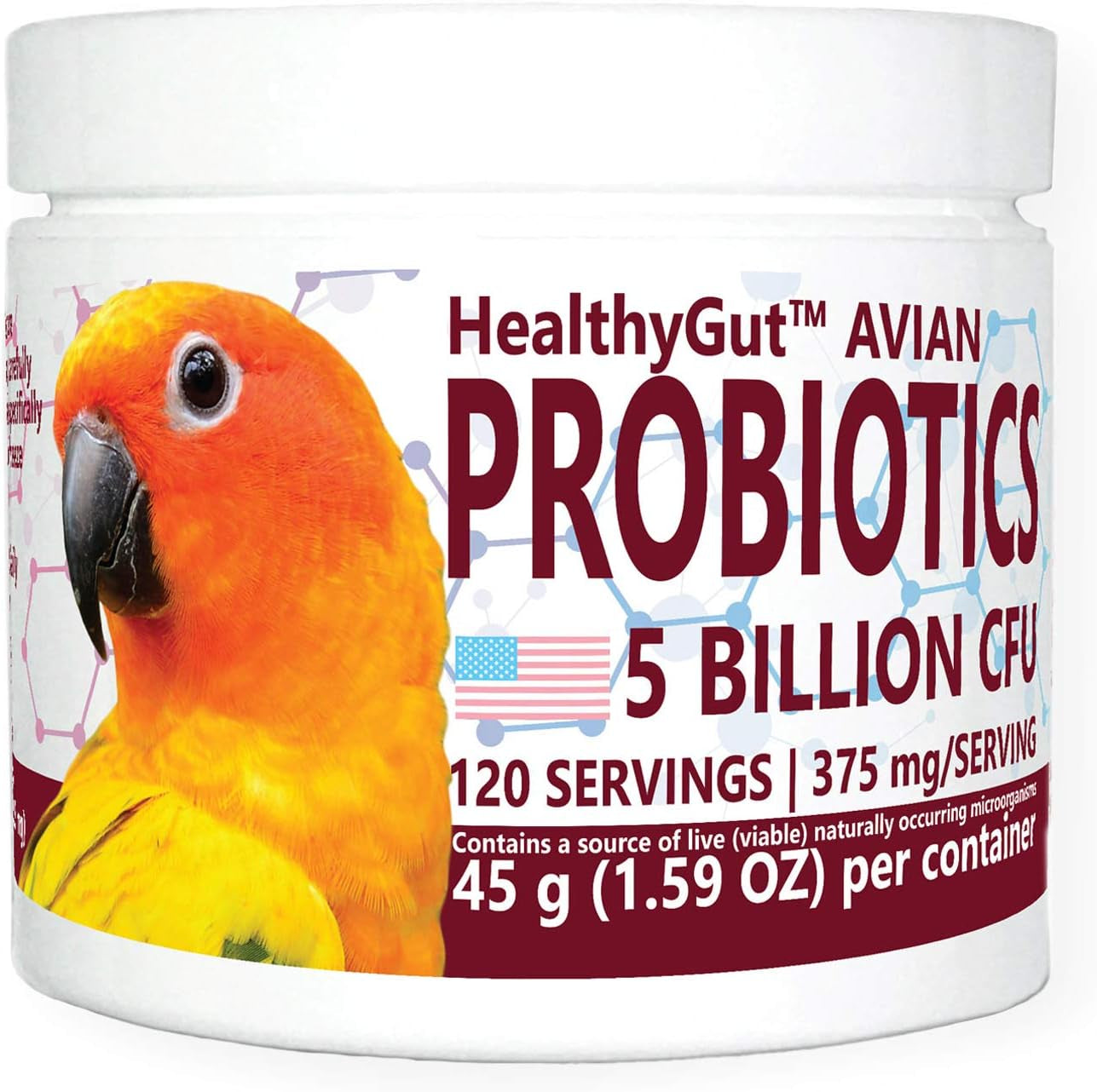 Healthygut™ Avian Probiotics Dietary Supplement for Parrots, All-Natural Digestive System Formula