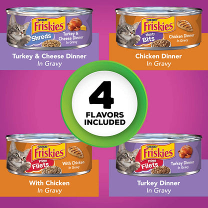 Purina Gravy Wet Cat Food Variety Pack, Poultry Shreds, Meaty Bits & Prime Filets - (Pack of 32) 5.5 Oz. Cans