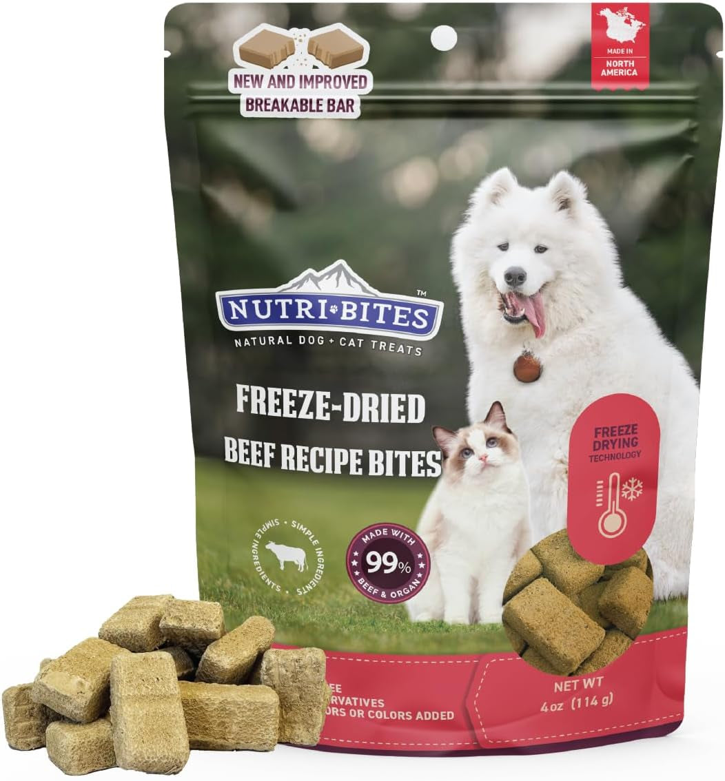 Nutri Bites Freeze Dried Dog & Cat Treats, Healthy Pet Training Treats or Food Topper, All Natural, Single Ingredient, High Protein, Premium Bulk Value Pack