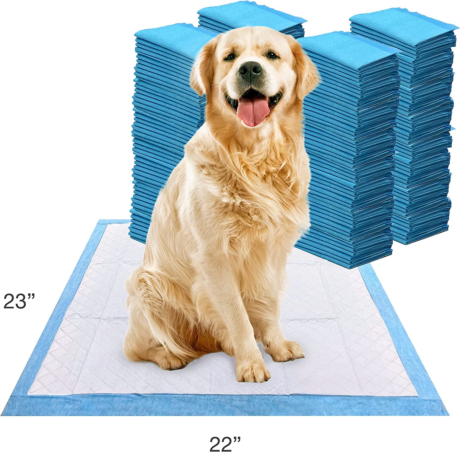 Four Paws Wee-Wee Superior Performance Pee Pads for Dogs of All Sizes, Leak-Proof Floor Protection Dog & Puppy Quilted Potty Training Pads, Unscented, 22" X 23"