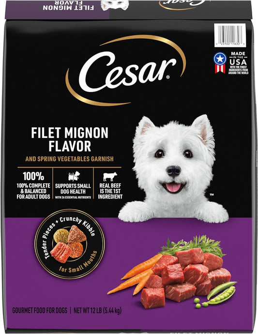 Small Breed Dry Dog Food Filet Mignon Flavor and Spring Vegetables Garnish, 12 Lb. Bag